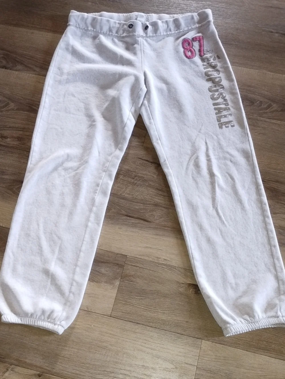 Aeropostale Light Gray Sweatpants with Pink '87' Logo